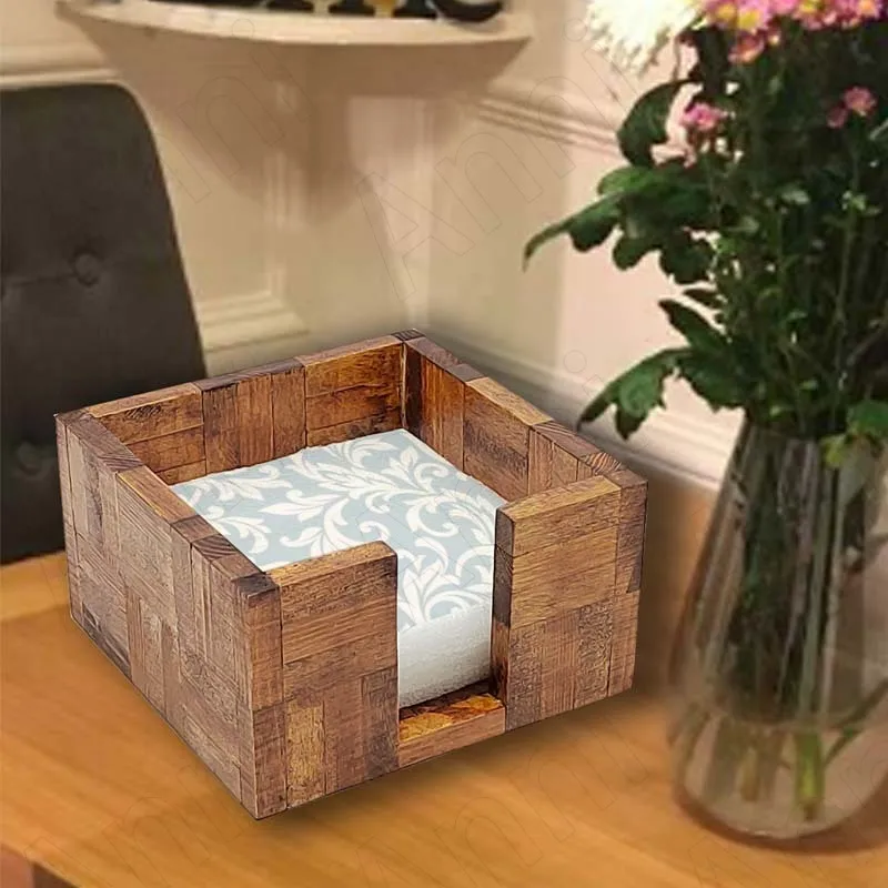 

Handwork Wooden Tissue Box Simplicity Square Living Room Desktop Napkin Holder European Art Home Decoration Napkin Organizer