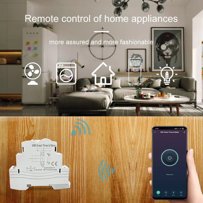 Tuya Smart WiFi Circuit Breaker Switch 16A Din Rail KWH Meter App Timer Single Phase Energy Monitor Works With Alexa Google Home