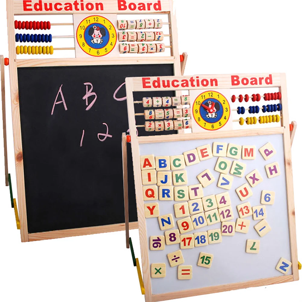 Blackboard Magnetic Board Abacus Wooden Letters Numbers Kids Educational Toys Cartoon Blackboard Wall Sticker