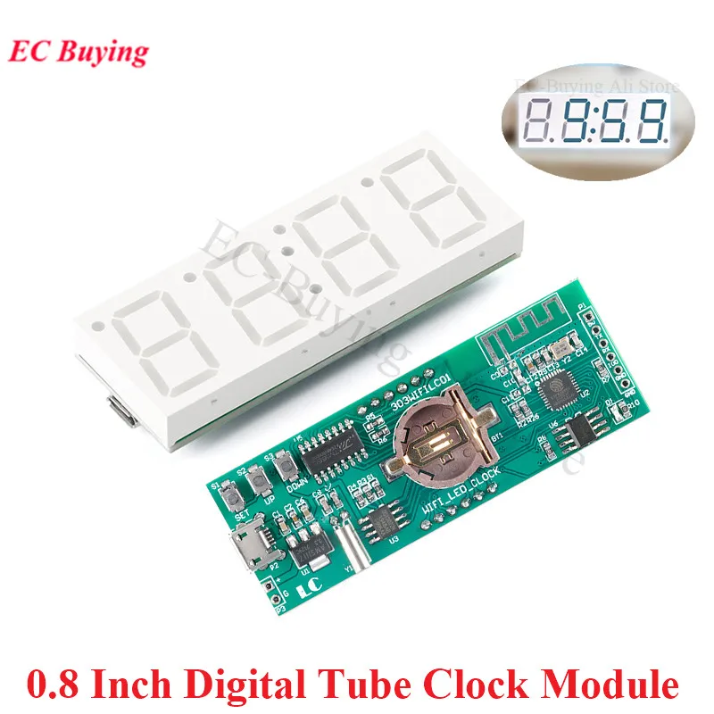 0.8 Inch Digital Tube Clock Module 7 Segment Display Automatic Clock DIY USB Power Wireless Network Timing Electronic WIFI Clock