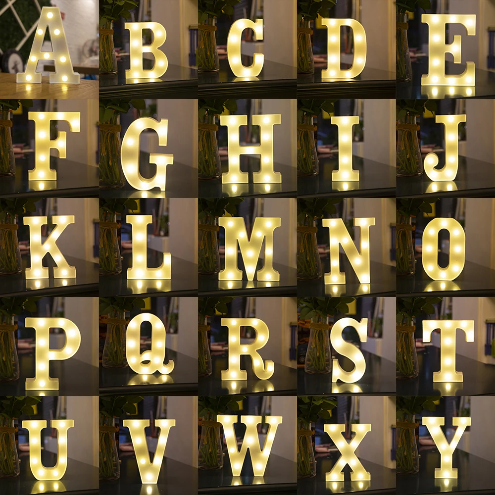 

LED Letter Number Sign Night Light Warm White Indoor Wall Table Home Wedding Decor Wall Word Poster Background Christmas D30