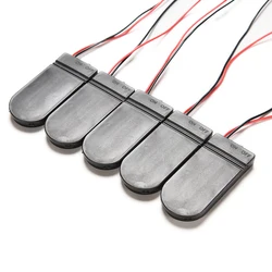 5 Stks/partij Hold 2x CR2032 Button Knoopcelbatterij Holder Case Storage Black Box 6V Wire Lead Aan/uit Schakelaar