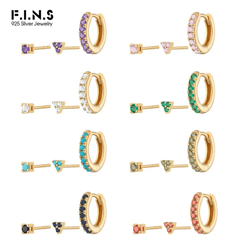 F.I.N.S 3Pcs/Set Zircon Earrings For Women 925 Silver Huggie Ear Piercing Hoop Earrings Jewelry Fine Earring Jewelry Accessories