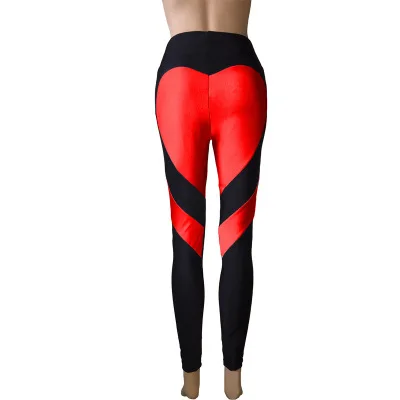 Women Red Heart Printed Leggings Fashion Polyester Ankle-Length Pants High Waist Push Up Sportwear Female Leggings