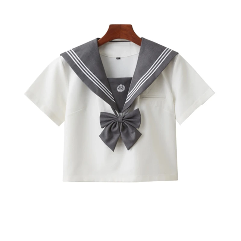 3Pcs 한국 여성 Jk 학교 유니폼 선원 복장 학생 섹시한 애니메이션 코스프레 의상 Pleated Skirt + Top + Bow Sets for Teenage Girls