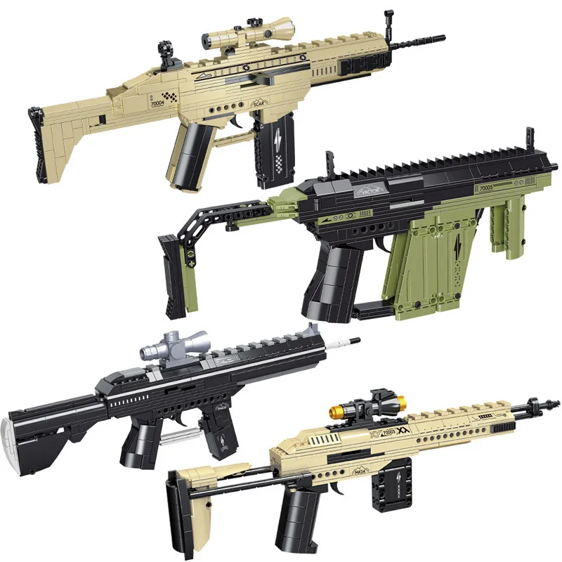 

Military Series Scar Desert Eagle Vector MK14 Rifle Gun Model Building Blocks M416 PUBG SWAT Weapon Bricks Toys Boys Adult Gifts