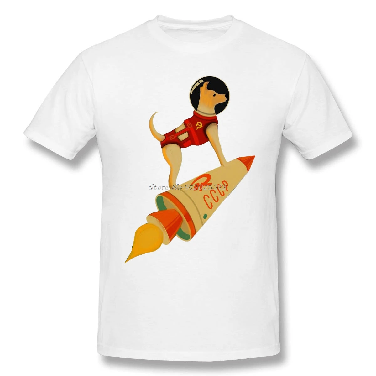 الرجال السفر الفضاء تحتل المريخ 2026 Laika و CCCP السوفياتي روسيا سوبر الفضاء صاروخ الكلب القطن الخالص قميص تيز Harajuku التي شيرت