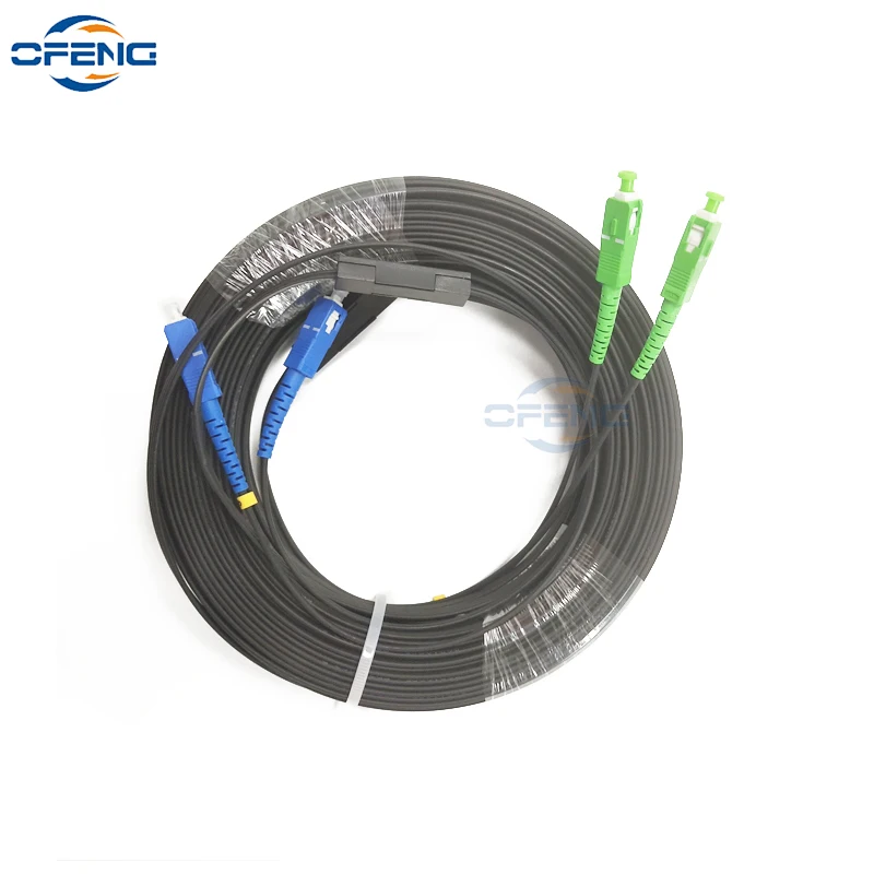 500M 3 Steel 2 core Indoor Outdoor Fiber Optic Drop Cable Optical Patch Cord Single Mode Simplex G675A1 SC LC FC ST connecors