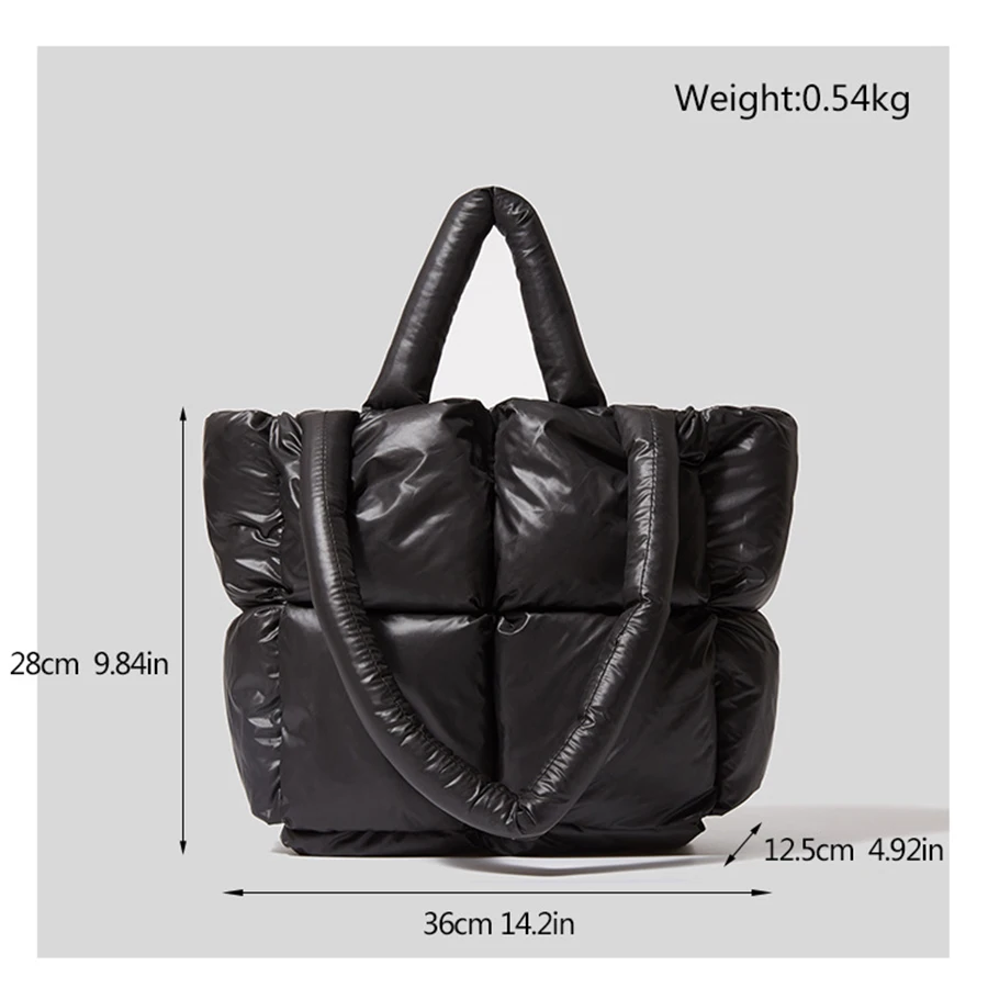 MABULA Winter Luxury  Feather Down Padded Tote Handbag Quilted Branded Design Shoulder Purses Large Capacity Women Pillow  Bag