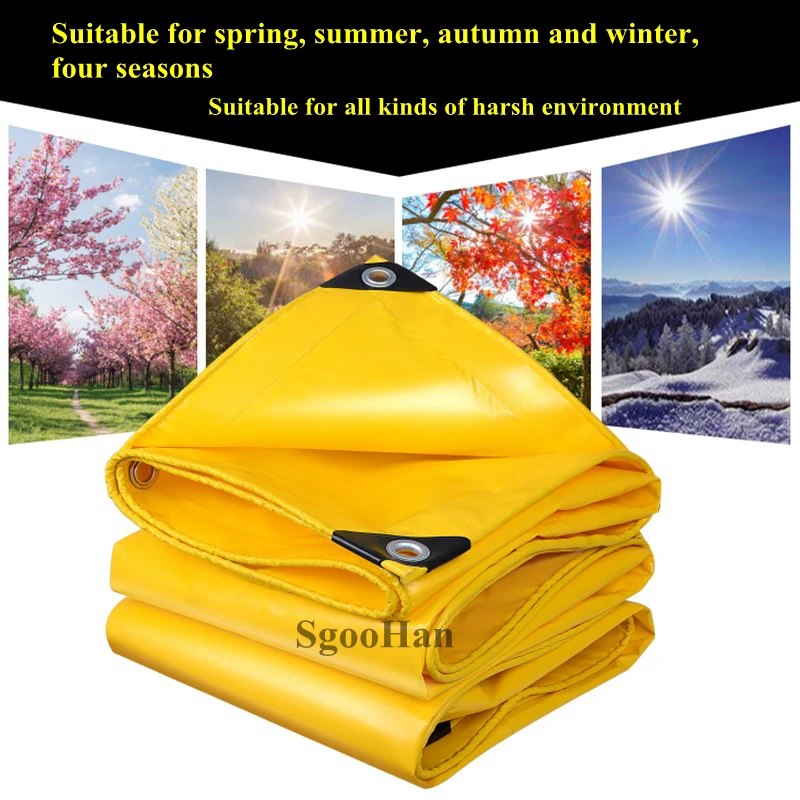 Yellow 0.45mm PVC Coated Banner Tarpaulin Oilcloth Rainproof Cloth Outdoor Awning Waterproof Oxford Cloth Sunshade Sail Shelter