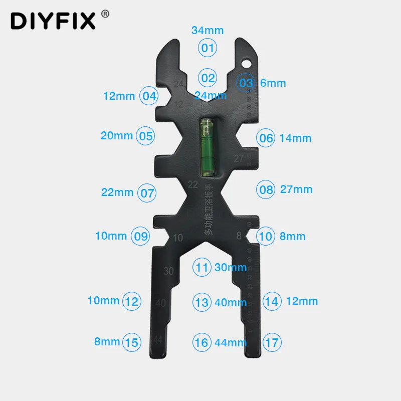 DIYFIX 1pc Multifunctional Sink H-type Wrench 6-68mm Aluninium Alloy Snap Short Shank Adjustable Spanner Plumbing Bathroom Tool