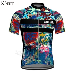 XIMATT Graffiti World Peace Polyester Cycling Jersey  Men's Bike Sports Shirt Quick Dry Breathable Reduce Resis