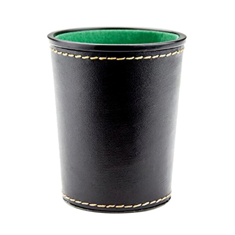 1 Pc PU Leather Dice Cup, Green Flannel Interior Quiet Dice Shaker Cup for Liars Dice/ Farkle/ Yaht-zee Games, 1 Pcs