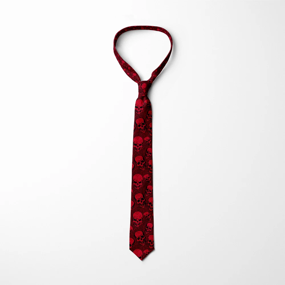 Cravatte da uomo stampate in 3D di moda creativo divertente teschio giornale cravatte da sposa cravatte sottili in poliestere 8cm accessori per