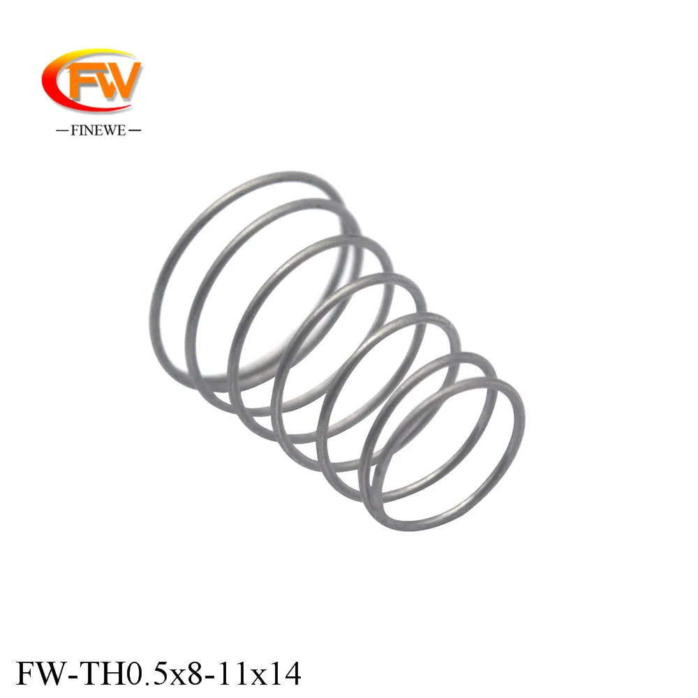 FINEWE Custom SUS304 Tower Pagoda Spring 0.5mm Wire Diameter 14mm High Small Conical Pressure Compression Spring