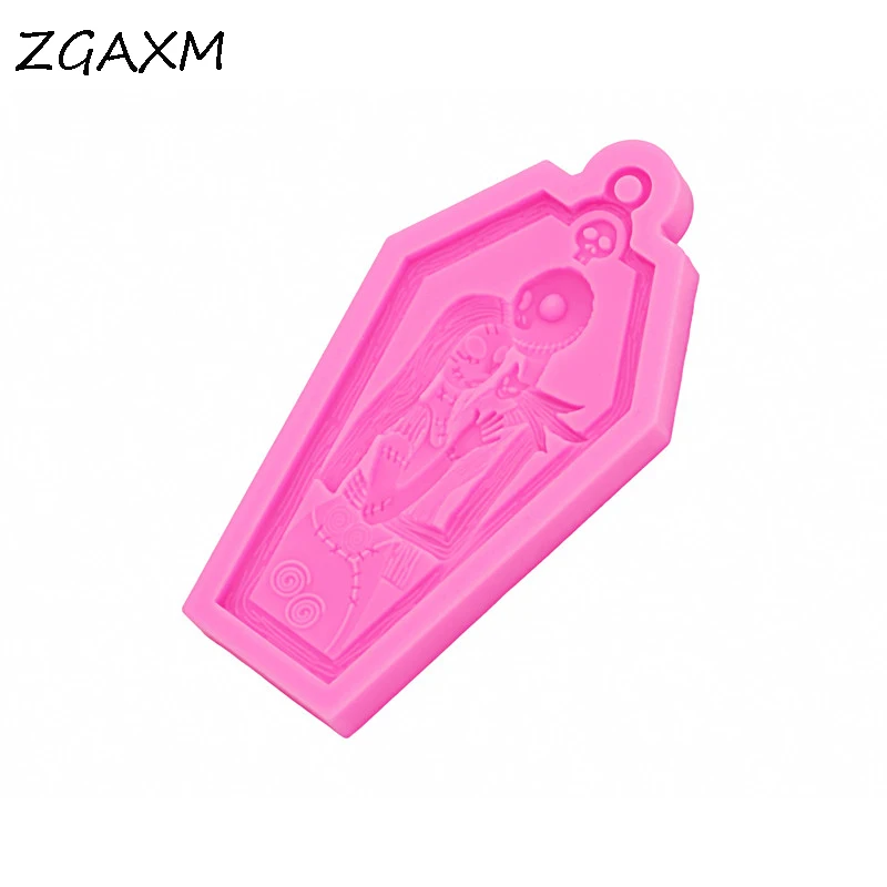 ZG539 New Halloween Jewelry Silicone Mold, Couple Skeleton Man Keychain Pendant Mold, Epoxy Clay, Eco-friendly Silicone Mold