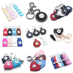 5Pcs/lot New Snap Jewelry PU Leather Keychains Fit 18mm 20mm Snap Buttons DIY Snap Keyring For Women Keychain