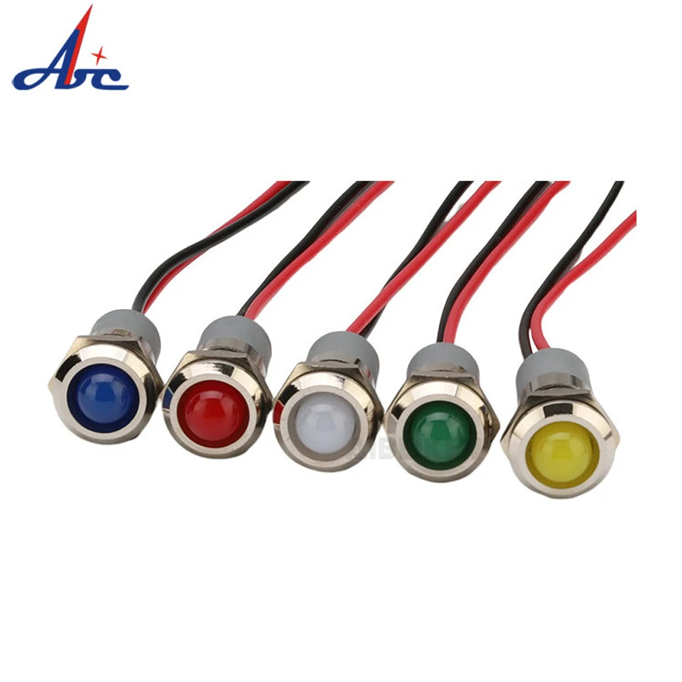 12mm 12V RGB LED 파일럿 램프 150mm 케이블 공 미니 보트 빛 방수 경고 신호 전기 장비 표시 등