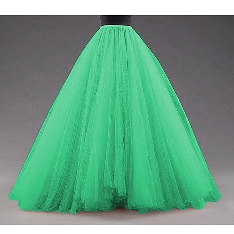 Mingli Tengda Sky Blue Puffy Long Tulle Skirts Women Vintage Gold Female Tutu Skirt For Bridal Custom Made Christmas Petticoat