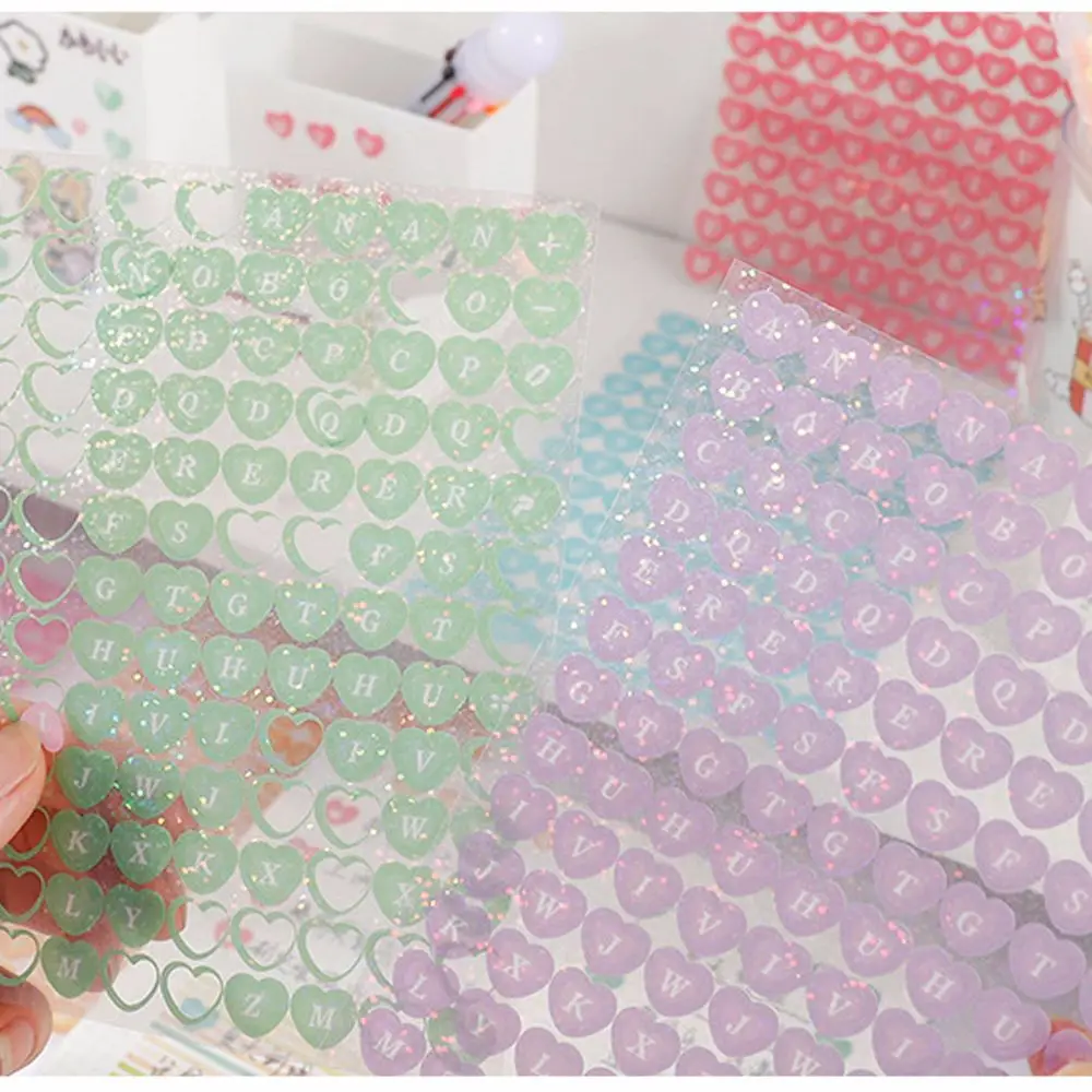 Keyboard Stickers Phone Case Decor Laser Sticker Heart Symbol Series Handbook Decoration Stickers Hand Account Sticker