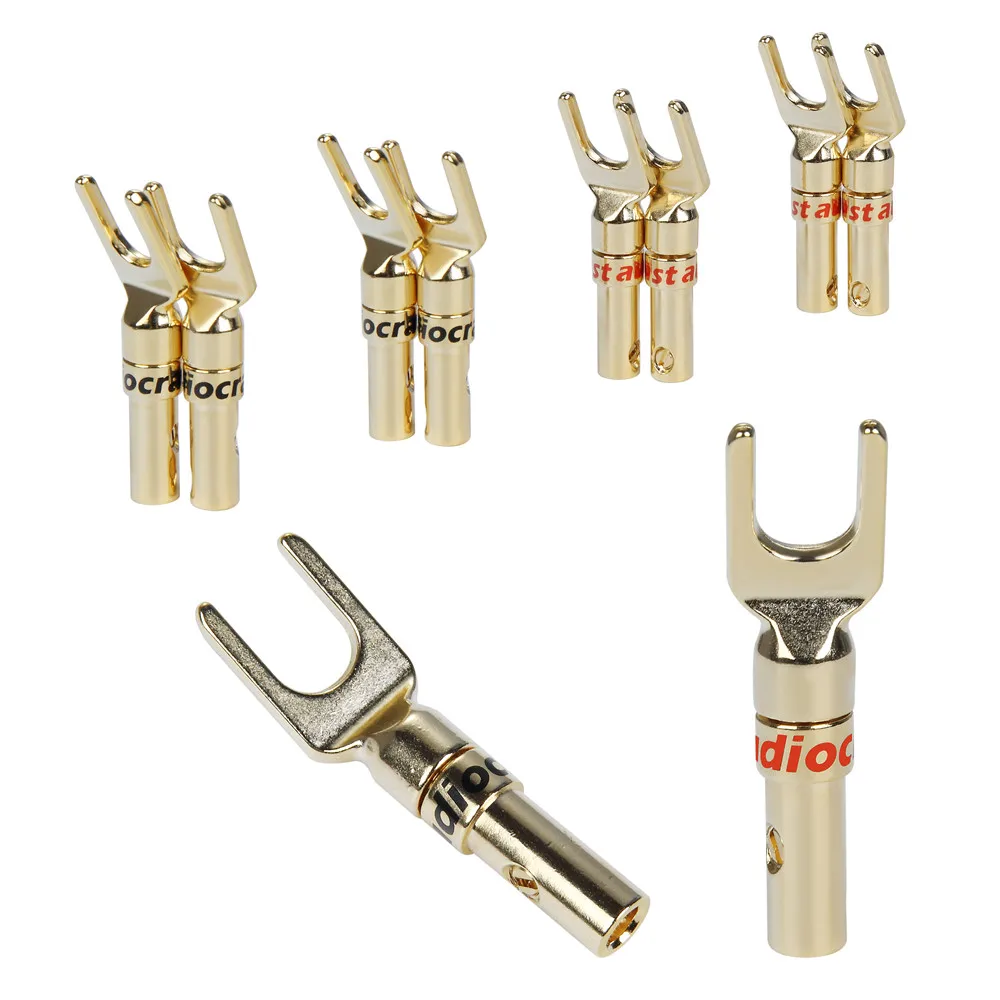 8-50pcs Audiocrast S101G High Quality Y spade connector Gold Plated Screw Fork Connector Adapter Speaker Plugs