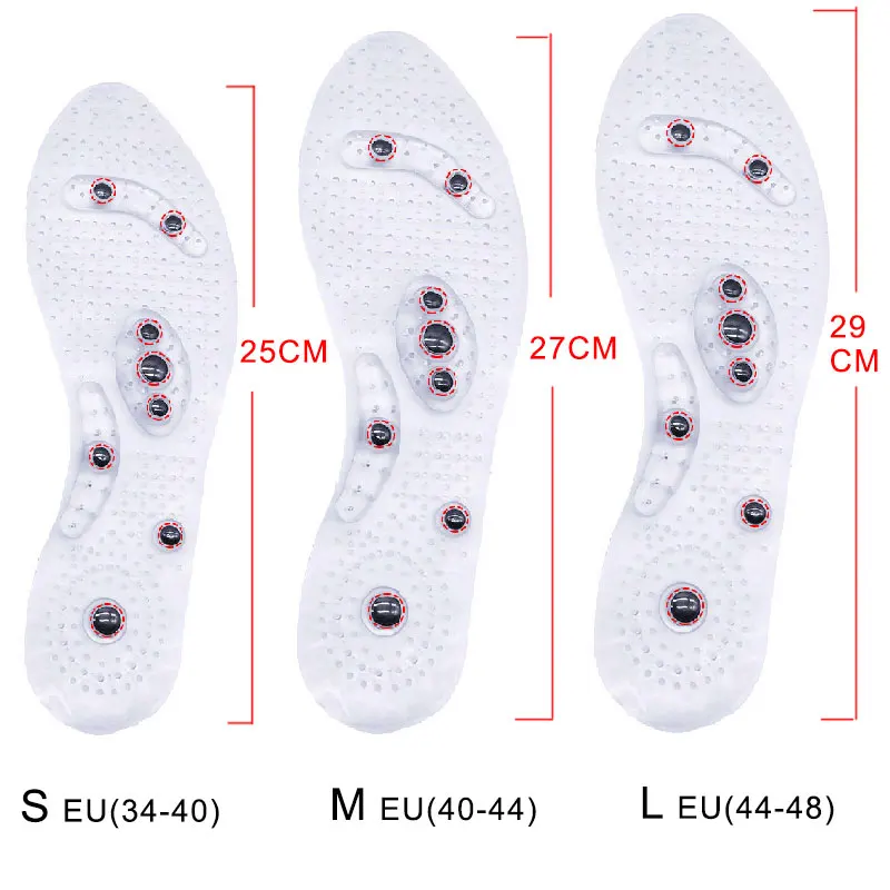 Semelles intérieures de Massage magnétiques unisexes, coussinets de chaussures d'acupression pour les pieds, thérapie amincissante pour la perte de poids, transparentes