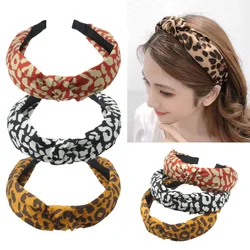 European and American New Wide Edge Headband Retro Cross Knot Headband Women's Fashion Leopard Print Headwear Hair Accessories