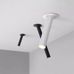 Lámpara de techo de dormitorio de ángulo giratorio, tubo largo negro/blanco para luz de techo, 10W, Fondo de TV de cocina