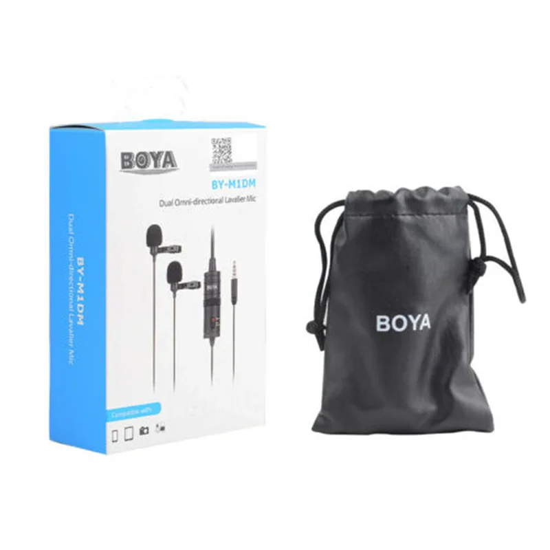 BOYA BY-M1 M1DM BY-MM1 + Dual Omni-direzionale Microfono Lavalier Breve-gun Video Mic per canon nikon iphone smartphone Macchina Fotografica