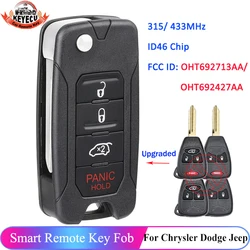 KEYECU 315MHz 433MHz ID46 Chip Modified Flip Folding 4 Button For Chrysler 200 300 Sebring PT Cruiser Liberty Remote Car Key Fob