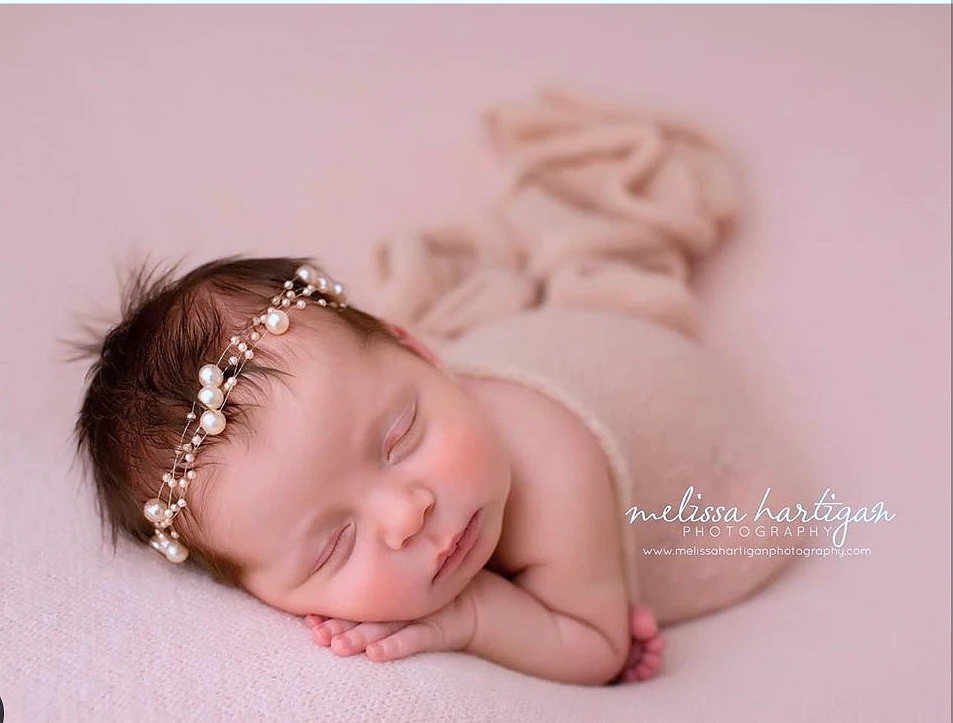 

Pearl Halo Newborn Photography Props Tieback Headbands Baby Girls Headwear for Bebe Photo Prop Shooting Accessories