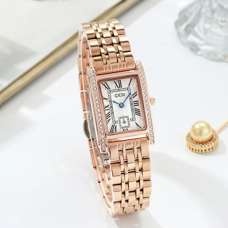 Rose Gold Watch for Women Luxury Stainless Steel Quartz Women Wristwatch Gift Best Selling 2021 Silver Simple Clock Waterproof