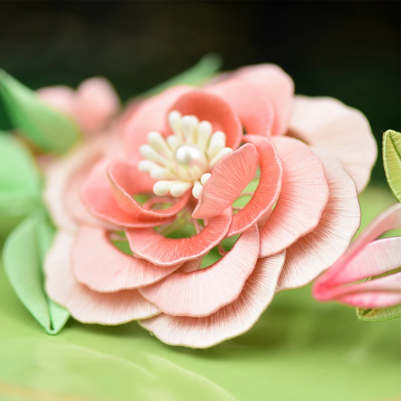 Sweet pink wrapped flower hairpin DIY kit hair accessories traditional handmade silk embroidery thread winding flower