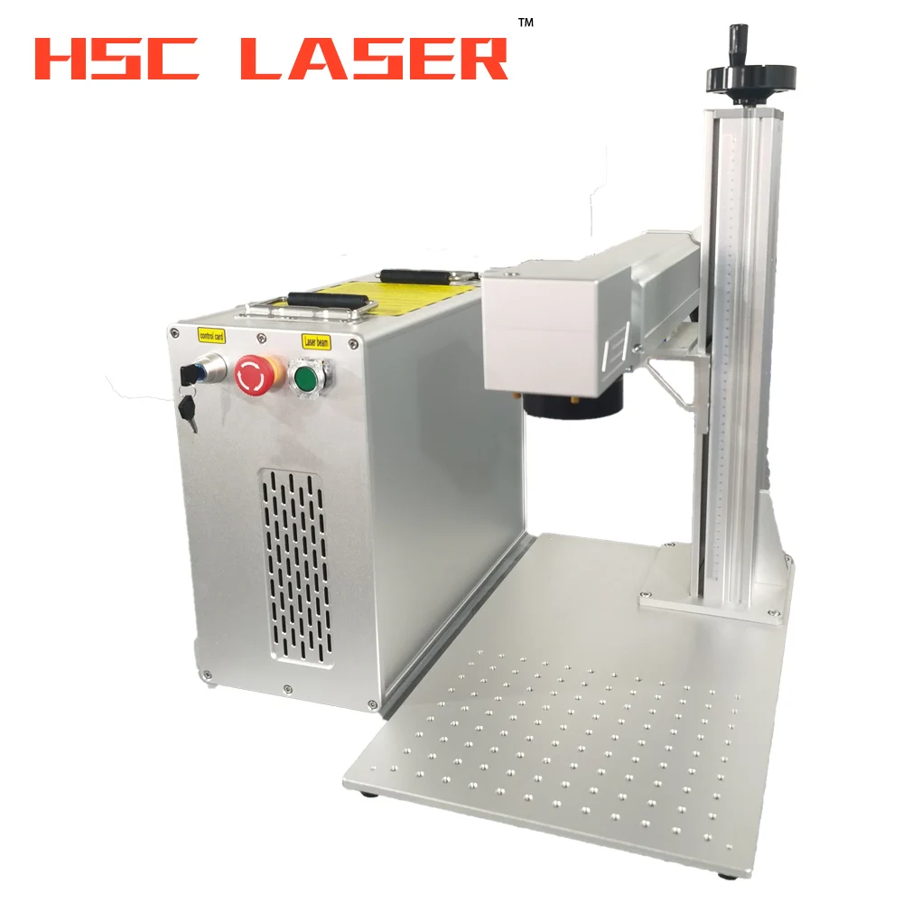 Fiber laser marking machine with rotary 20W 30W 50W 60W Raycus metal engraving