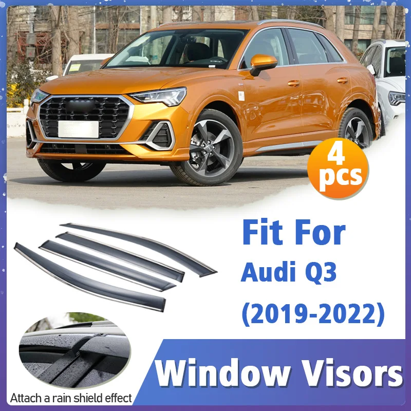 

Оконные козырьки, защита для Audi Q3 2019-2022, козырек, вентиляционная крышка, накладка, навесы, защита, защита, дефлектор, дождевой щит, 4 шт.