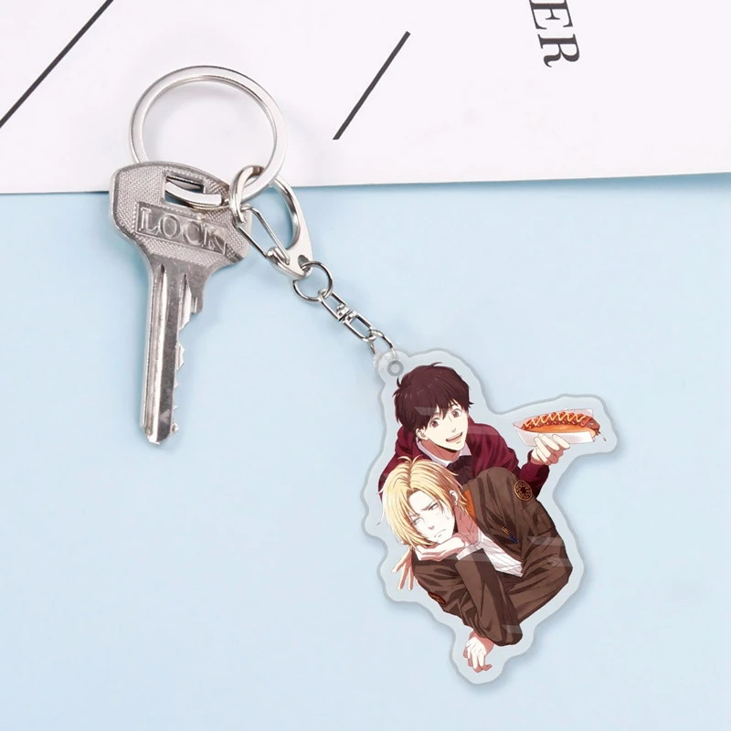 Japan Anime Keychain Banana Fish Ash Lynx Okumura Eiji Cosplay Double Side Acrylic Key Chain Ring Phone Charm Pendant Keyring