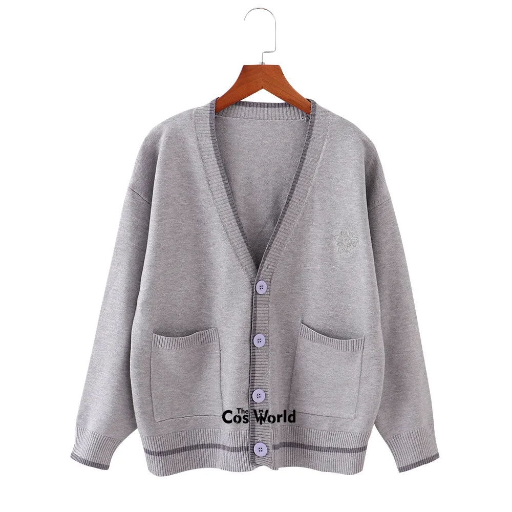 Cardigan en tricot à manches longues pour femmes et filles, pulls à col en V, vêtements d'extérieur, uniforme scolaire JK, vêtements pour étudiants, 6 couleurs, automne, hiver