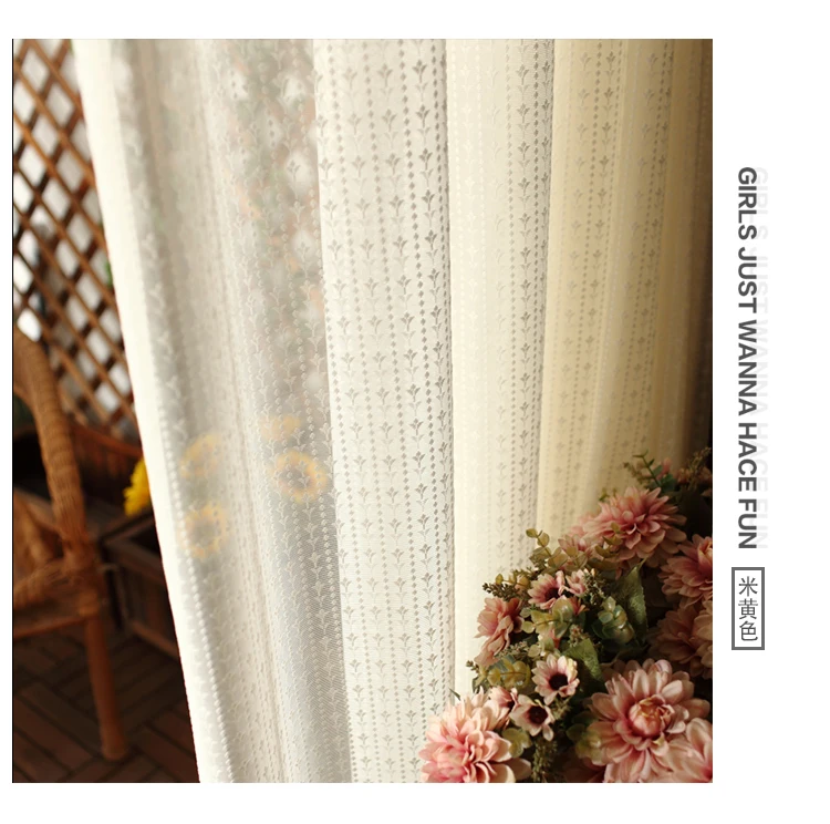 Korean White Embroidered Voile Curtains For Bedroom Window Curtain For Living Room Sheer tulle Curtain Blinds Custom Made Drapes