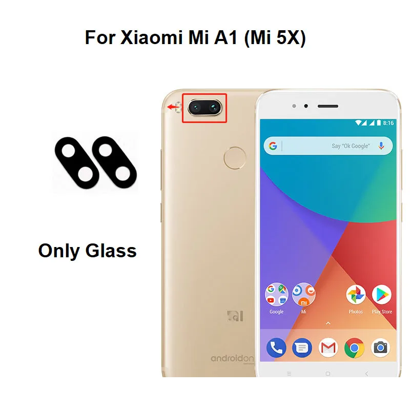 1PCS For Xiaomi MI A1 A2 Lite A3 5X 6X Redmi 6 Pro S2 Back Rear Camera Glass Lens With Glue Sticker Adhesive