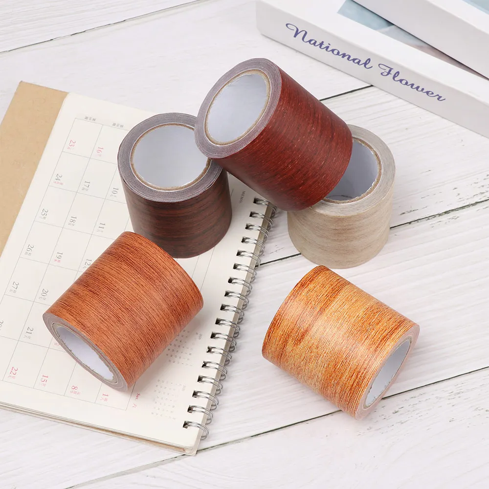 5 M/Roll Realistic Wood Grain Repair Adhensive Duct Tape Furniture Renovation Skirting Line Floor Sticker Home Decor Accessories