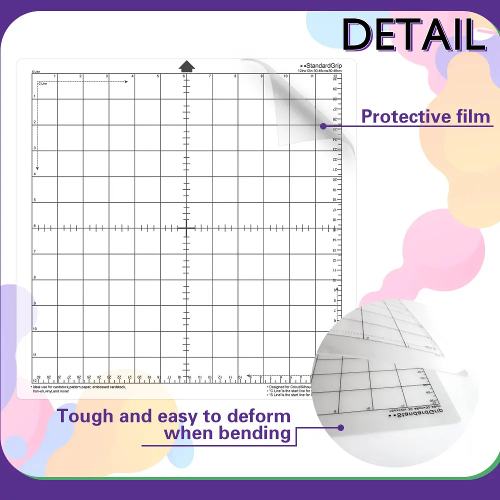 1-5PCS  Replacement Cutting Mat Transparent Adhesive Mat with Measuring Grid 12*12-Inch for Silhouette Cameo Plotter Machine