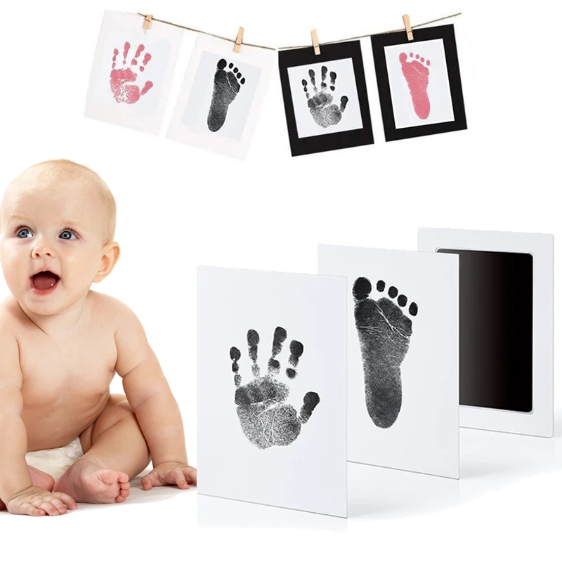 

QWZ Safe Non-toxic Baby Footprints Handprint No Touch Skin Inkless Ink Pads Kits for 0-6 months Newborn Pet Dog Prints Souvenir