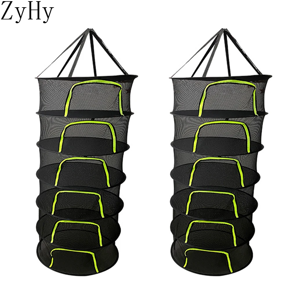 

2/4/6/8 Layers Hanging Basket Folding Drying Net Rack Herb Dry Net Opening Shape Dryer Bag Mesh 600mm Diameter For Herbs Flowers