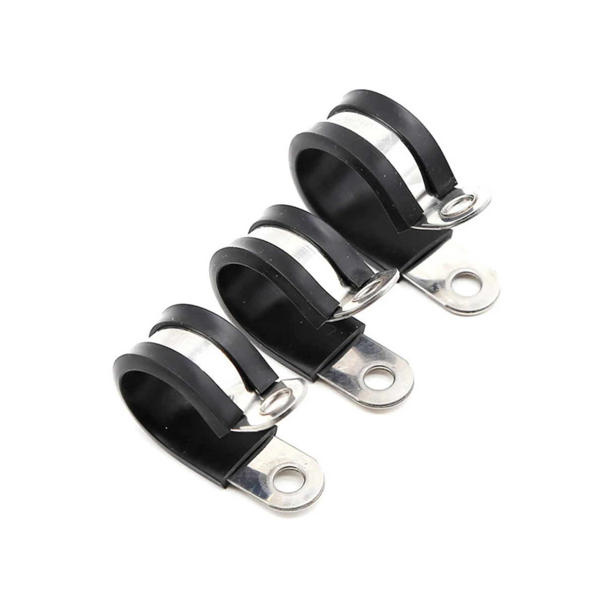304ステンレス鋼のゴムで裏打ちされたpクリップ,r型パイプクランプ,ケーブル取り付け,ホースクランプ,固定クランプ