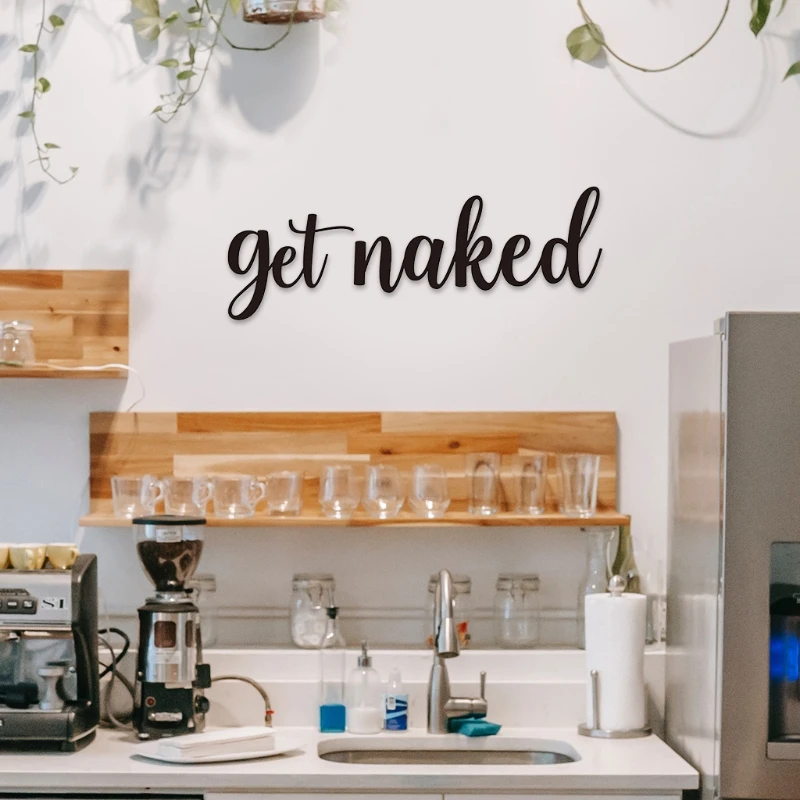 Get Naked Bathroom Wall Decor Metal Letters for Home Black Words Signs for House Warming Wedding Anniversary Bridal Shower Gifts