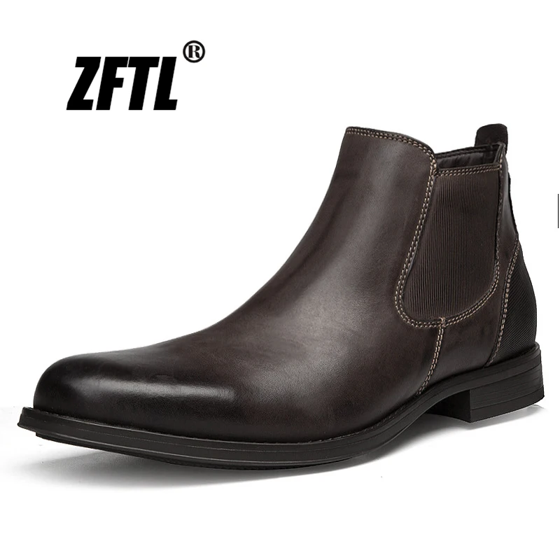 ZFTL Men Ankle Boots Man Chelsea boots casual male slip on large size British vintage tooling riding boots winter warm snow boot