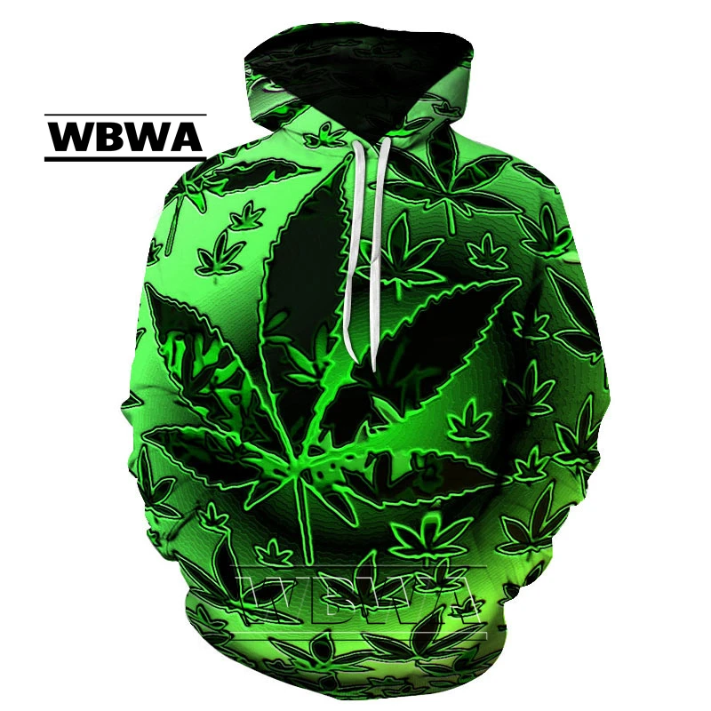 3D Print weed hoodies tops pullover Men/Women Hooded Sweatshirts Casual green weed leaf Hoodie weed 3d hoodies jacket homme