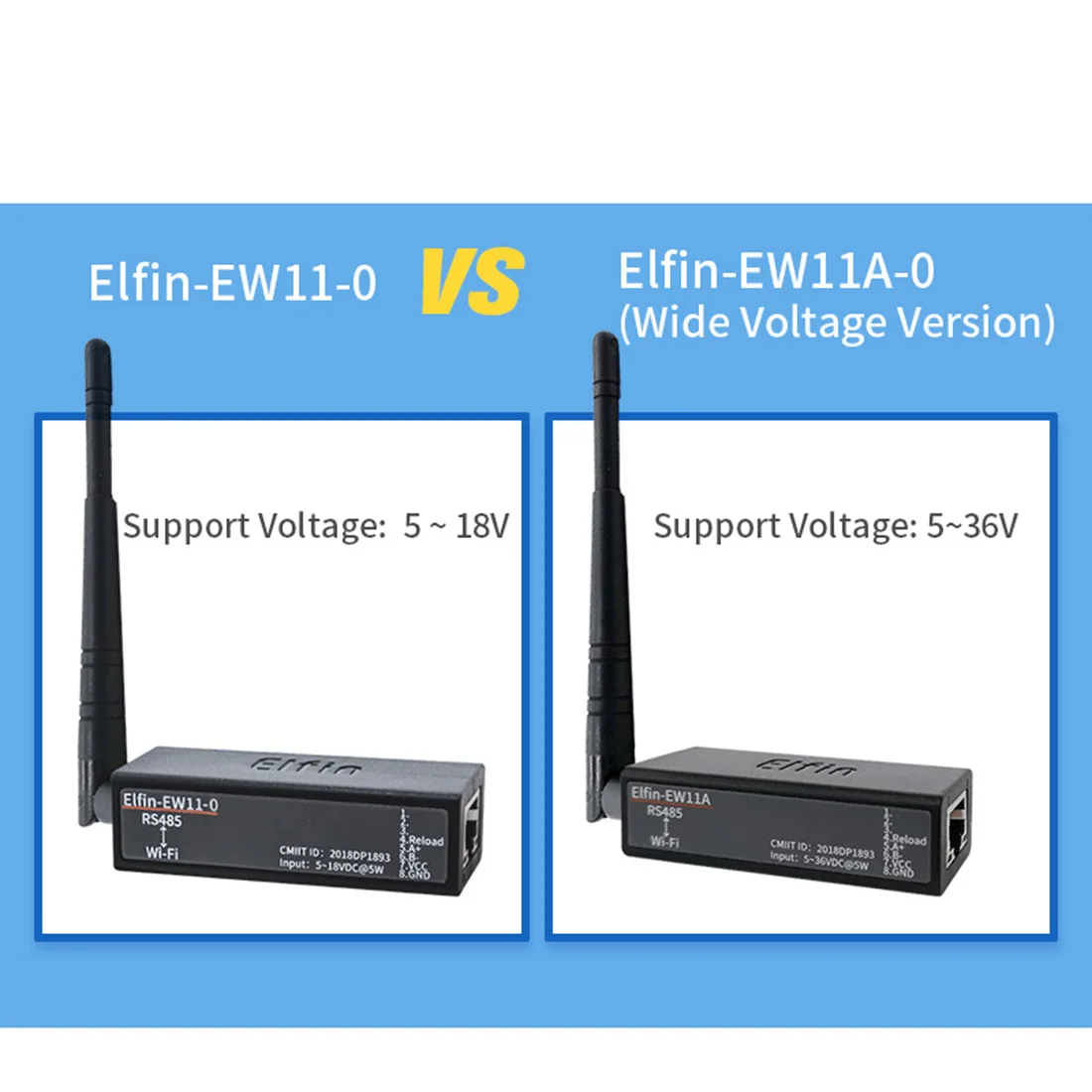 Elfin-EW11 Serial Port RS485 to WiFi Serial Device Server Support TCP/IP Telnet Modbus TCP Protocol IOT Data Transfer Converter