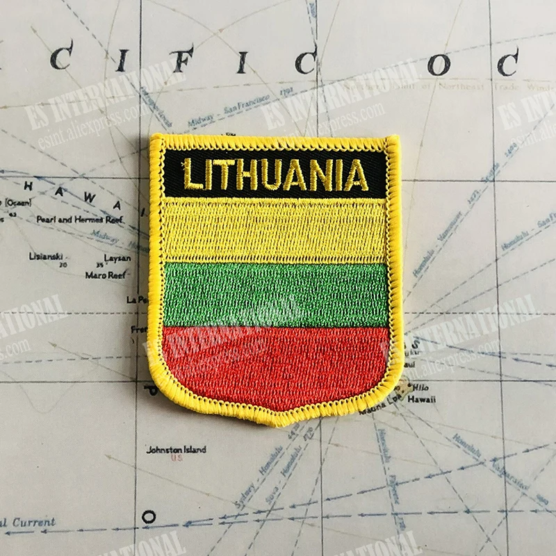 Picture 6: LITHUANIA  National Flag Embroidery Patches Badge Shield And Square Shape Pin One Set On The Cloth Armband   Backpack Decoration