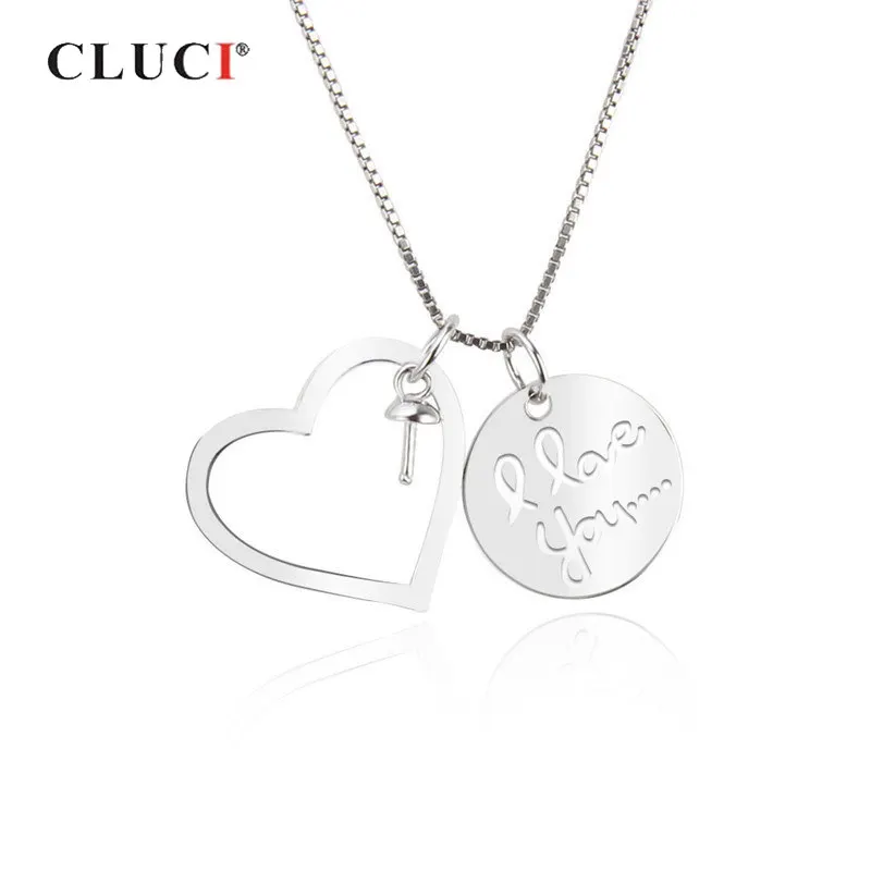 

CLUCI Silver 925 Two Pieces Love Heart Pendant for Necklace Sterling Silver Women Valentine Day Gift Pendant Jewelry SP282SB